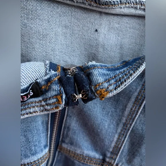 🆕Steve Madden Denim Midi Dress Size 2,4 Blue Jean Bodycon Slit Casual Chic Party - Picture 11 of 16